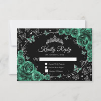 Respuesta de Quinceañera Verde Esmeralda Plateada