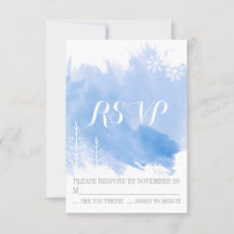 Respuesta de RSVP a boda de invierno azul acuarela