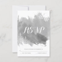 Respuesta de RSVP a boda de invierno gris de acuar