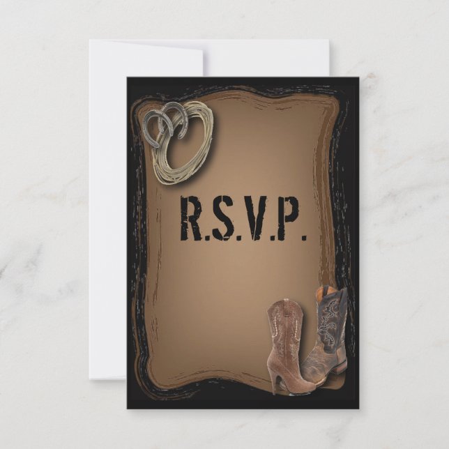 respuesta de RSVP a la boda de cowboy en el país o (Anverso)