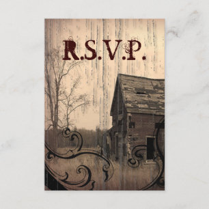 respuesta de RSVP a la boda de un granero de campo