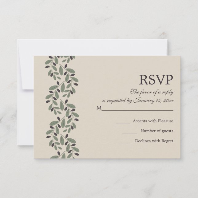 Respuesta de RSVP a la boda en garland de rama de  (Anverso)