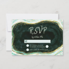 Respuesta de RSVP a la boda verde azulada verde y 