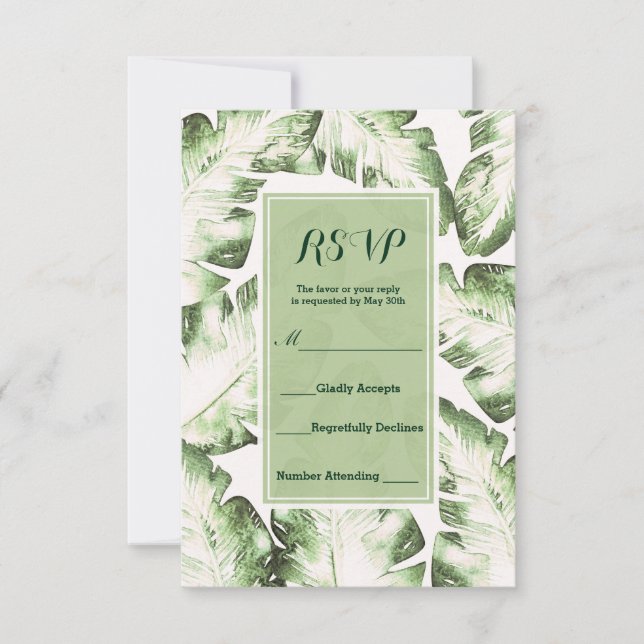 Respuesta de RSVP a las elegantes hojas tropicales (Anverso)