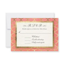 Respuesta de RSVP Boda formal Art Deco Shell Gold