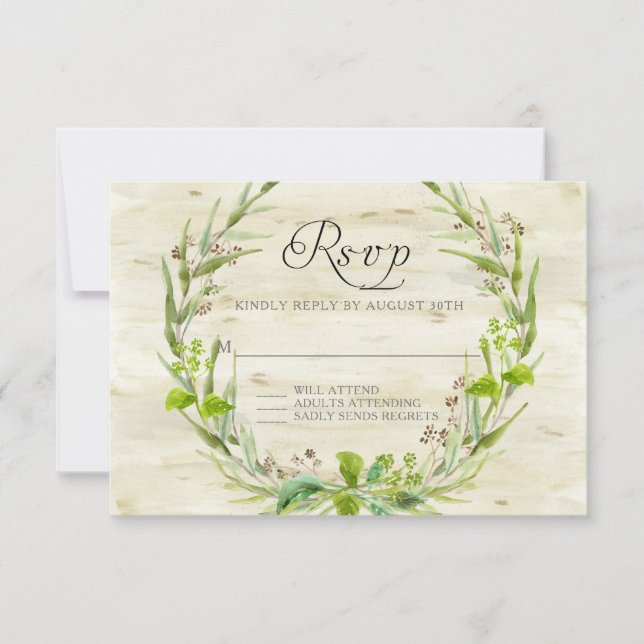 Respuesta de RSVP BOHO Rústica de semillas de hoja (Anverso)