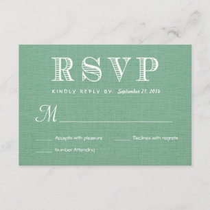 Respuesta de RSVP Burlap Mint Green Rustic Boda