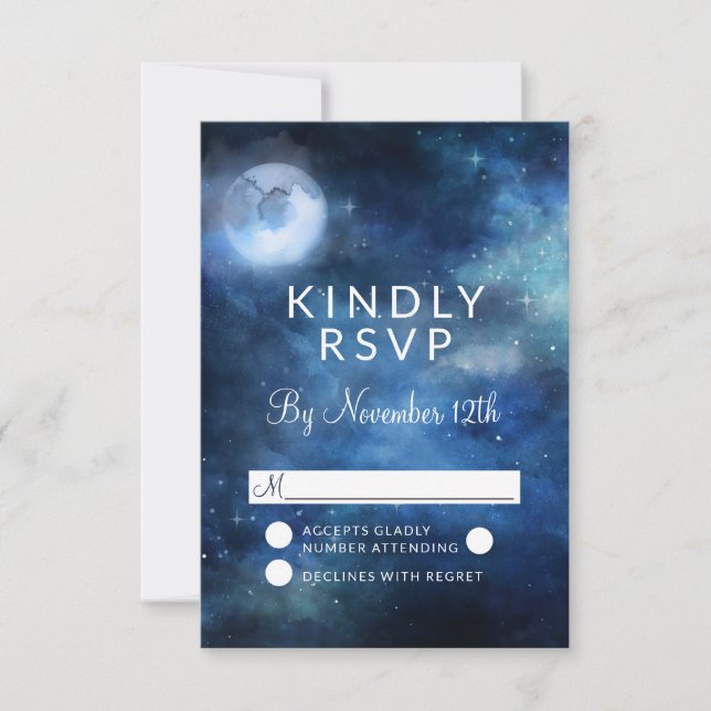 Respuesta de RSVP de Boda Celestial en Luna Llena (Anverso)