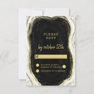 Respuesta de RSVP de Boda con Geoda de Ágata Negro
