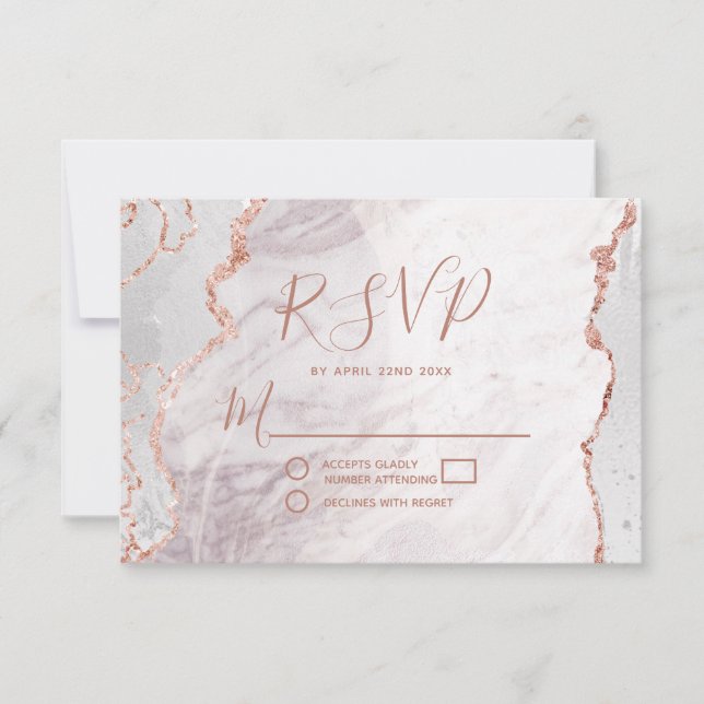 Respuesta de RSVP de Boda de Boda de Oro Blanco y  (Anverso)