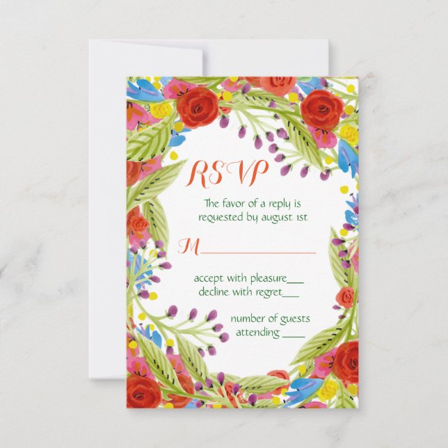 Respuesta de RSVP de boda de Fiesta (Anverso)