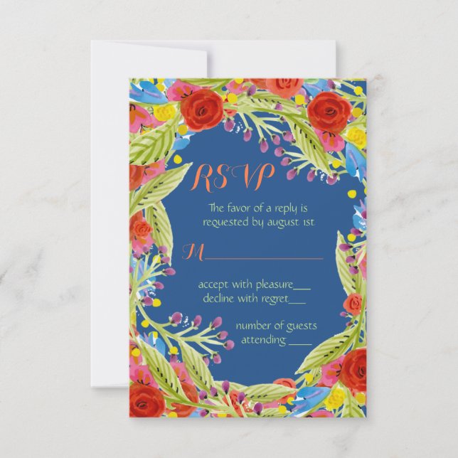 Respuesta de RSVP de boda de Fiesta (Anverso)