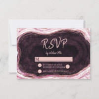 Respuesta de RSVP de boda de geoda de color burdeo