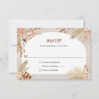 Respuesta de RSVP de boda de hierba de Pampas Boho
