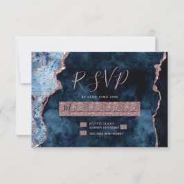 Respuesta de RSVP de Boda de Oro del Rosa Azul de 