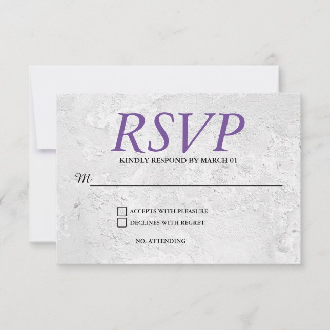 Respuesta de RSVP de boda de pared gris lisa moder (Anverso)