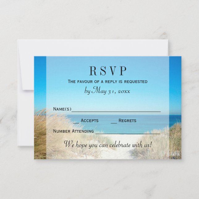 Respuesta de RSVP de boda de playa de hierba marin (Anverso)