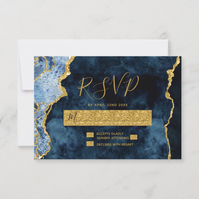 Respuesta de RSVP de boda de Relieve metalizado do (Anverso)