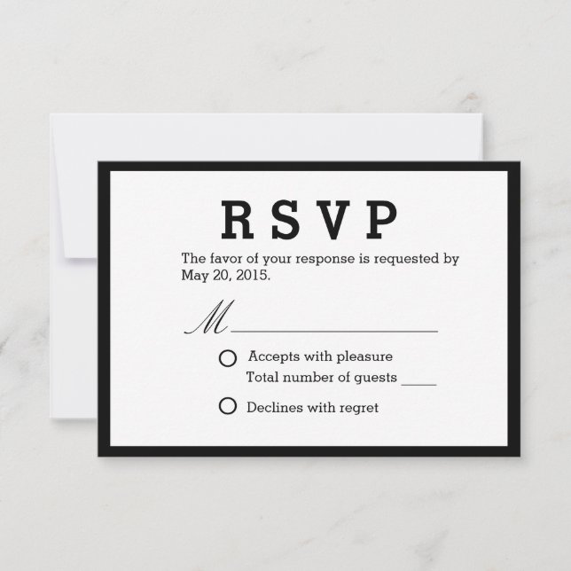 Respuesta de RSVP de Boda Elegante minimalista (Anverso)