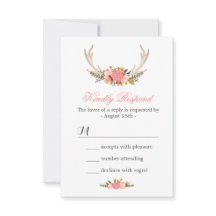 Respuesta de RSVP de Boda Floral de venado Antler