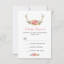 Respuesta de RSVP de Boda Floral de venado Antler