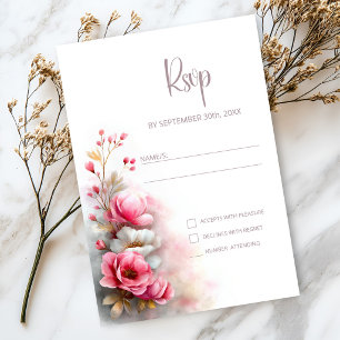 Respuesta de RSVP de boda floral rosa