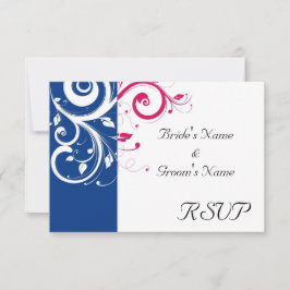 Respuesta de RSVP de Boda Swirl Royal Blue/Fuchsia