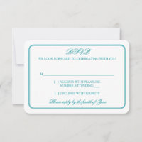 Respuesta de RSVP de Boda Tradicional Turquesa y B