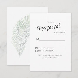 Respuesta de RSVP de boda tropical silenciada blan