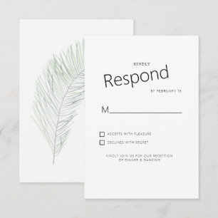 Respuesta de RSVP de boda tropical silenciada blan