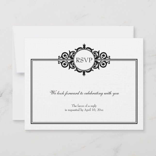 Respuesta de RSVP de boda victoriana de pergamino  (Anverso)