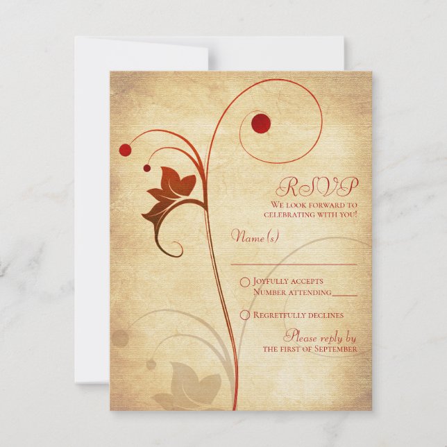 Respuesta de RSVP de Bodas de Bayas de Vid de Otoñ (Anverso)