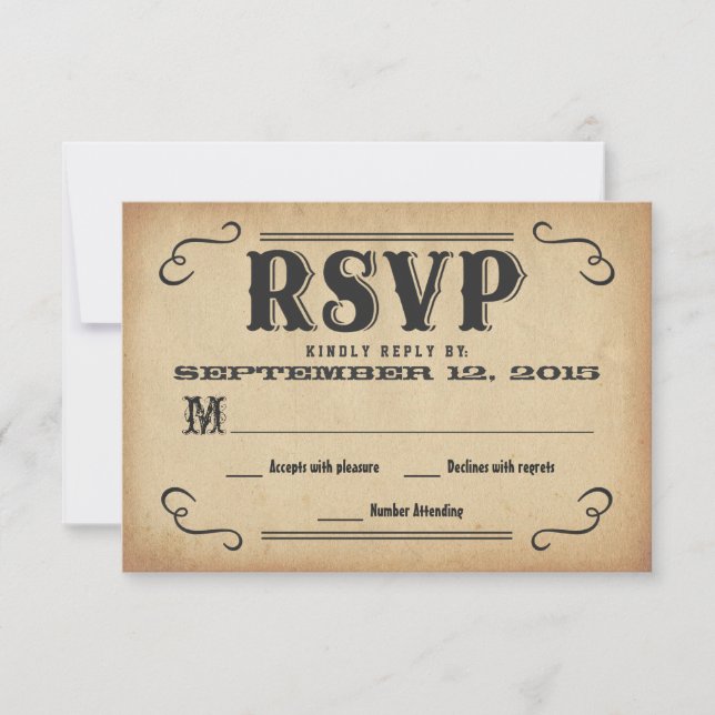 Respuesta de RSVP de Bodas del viejo oeste de Rusi (Anverso)