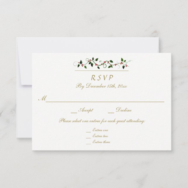 Respuesta de RSVP de Entree Boda de vacaciones de  (Anverso)