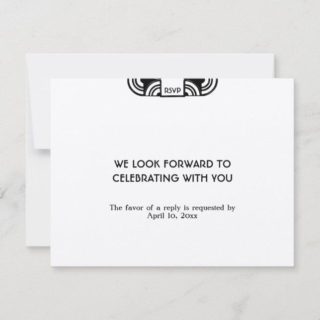 Respuesta de RSVP de sobre de boda de fieltro negr (Anverso)