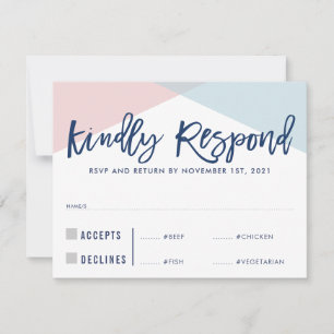 RESPUESTA DE RSVP elegante comidas rosa azul grand