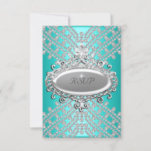 Respuesta de RSVP Fiesta Diamante Blanco Azul Verd