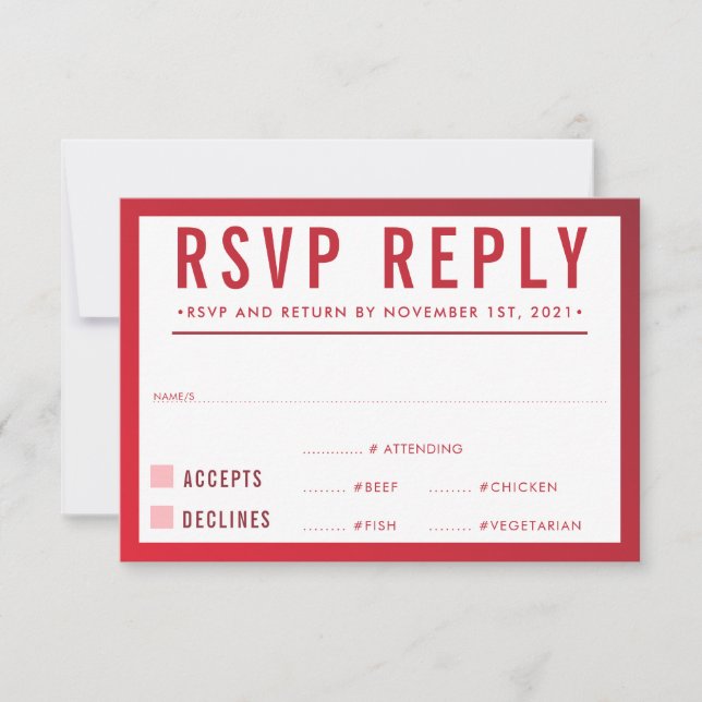 RESPUESTA DE RSVP gradiente burgundy rojo moderno (Anverso)