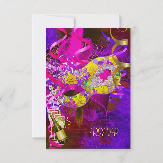 Respuesta de RSVP máscara de champán amarillo (Anverso)