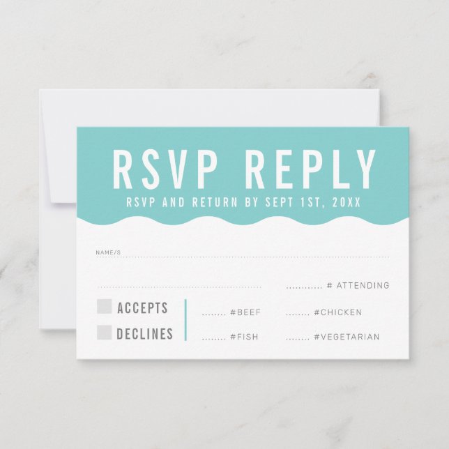 RESPUESTA DE RSVP moderna audaz linda ola menta (Anverso)