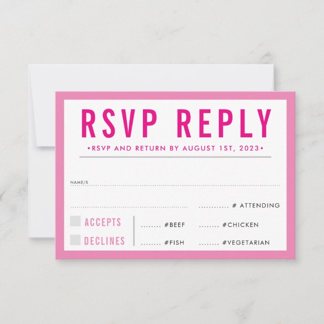 RESPUESTA DE RSVP moderna chica audaz rosa (Anverso)