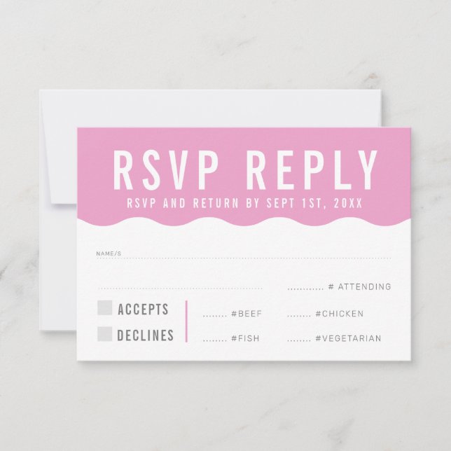 RESPUESTA DE RSVP moderna negrita linda ola rosa (Anverso)