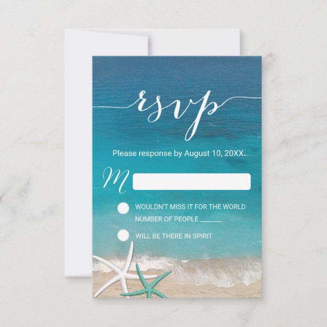 Respuesta de RSVP para la boda en la playa de Star (Anverso)