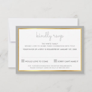 RESPUESTA DE RSVP patrón de franja simple gris