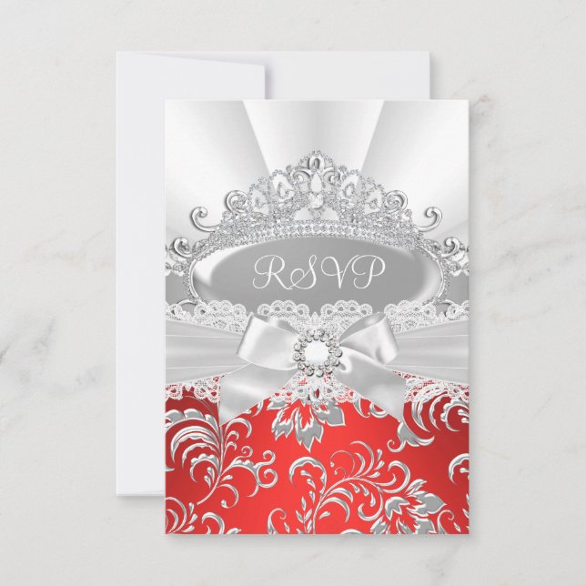 Respuesta de RSVP Pretty Tiara & Bow Quinceañera R (Anverso)