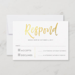 RESPUESTA DE RSVP RESPUESTA Faux gold tipo gris