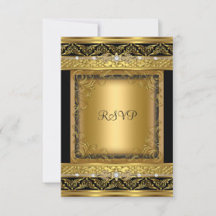 Respuesta de RSVP Respuesta Metálico Diamante Negr