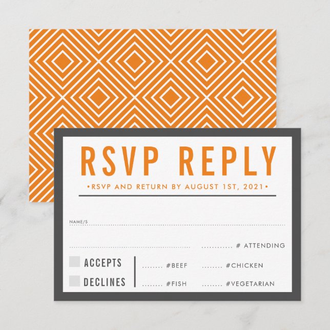 RESPUESTA DE RSVP RESPUESTA naranja gris negrita m (Anverso / Reverso)