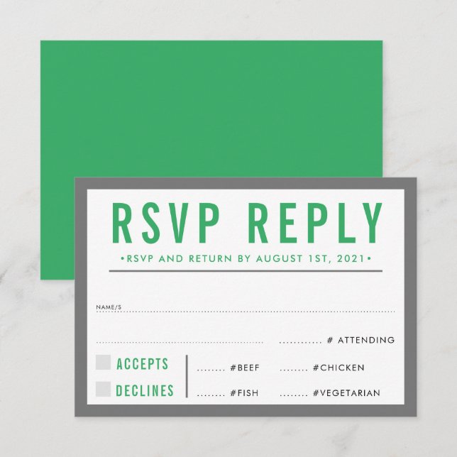 RESPUESTA DE RSVP RESPUESTA Niño negrita moderno g (Anverso / Reverso)