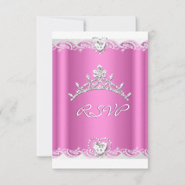 Respuesta de RSVP Rosa Blanco Encaje Quinceañera (Anverso)